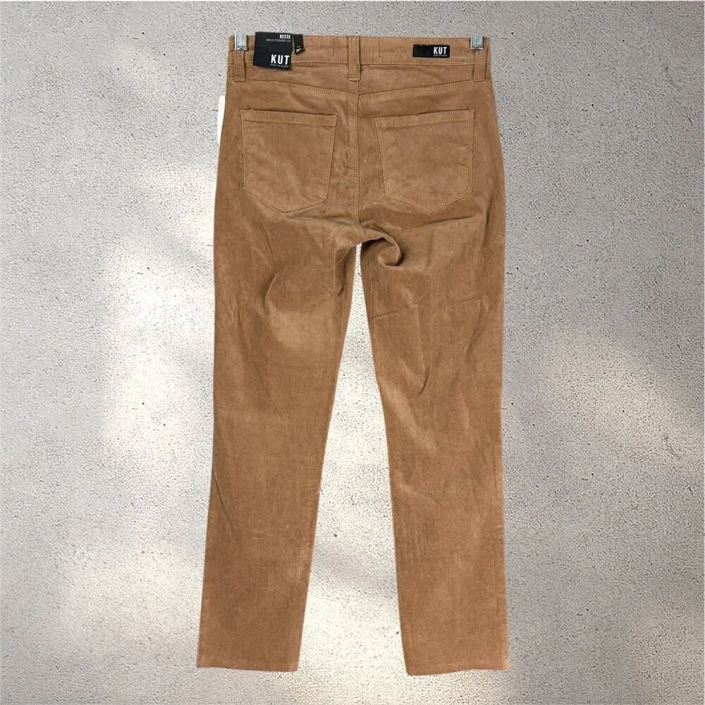KUT From The Kloth Reese Ankle Straight Leg Pants Women’s 00 Brown Corduroy Y2k - Picture 2 of 7